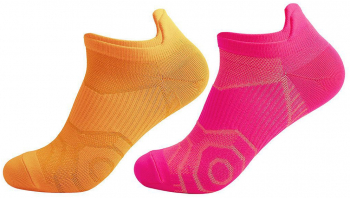 Set 2 perechi sosete sport scurte Lerods cu compresie pentru fitness si alergare colorate portocaliu si roz marime 36-41 