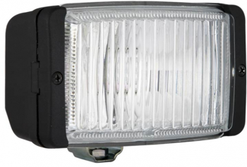 Set 2 proiectoare auto Wesem 12/24V bec H3 138x78x60mm sticla alba si carcasa neagra cu lumina de ceata 
