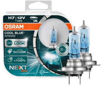Set becuri H7 OSRAM 64210CBNHCB 12V 55W COOL BLUE INTENSE NextGen cu pana 100 mai multa lumina albastru Px26d Omologare ECE 