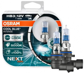 Set becuri HB3 9005 OSRAM 9005CBNHCB 12V 65W COOL BLUE INTENSE NextGen cu pana 100 mai multa lumina albastru P20d Omologare 