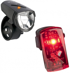 Set lumini bicicleta LED Axa GreenLine 15 15 Lux incarcare USB lumina fata si lumina spate