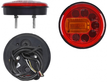 Stop lampa spate rotunda cu LED 12/24V 121x36mm cu pozitie stop frana semnalizare cu cablaj distanta intre suruburi fixare 45 mm partea 