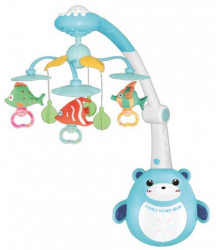 Carusel muzical cu proiectii si telecomanda Lovely Honey Bear Bleu 