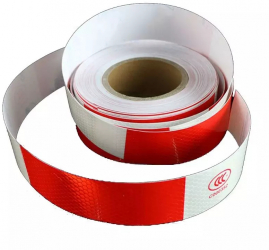 Banda reflectorizanta adeziva alb si rosu tip fagure 5cm x 25m 