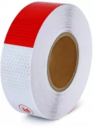 Banda reflectorizanta adeziva tip fagure - ALB-ROSU rola 5cm x 25m 