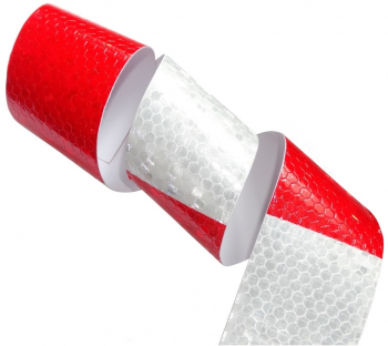 Banda reflectorizanta AERZETIX 5 cm x 4.5 m rosu si alb 