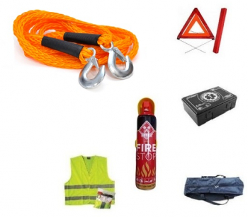 Kit siguranta auto MS valabilitate 5 ani stingator spray 1000 ml trusa medicala triunghi reflectorizant vesta reflectorizanta geanta d 