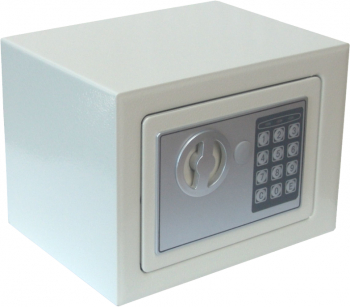 Seif electronic incastrabil otel 230 x 170 x 170 mm 4 baterii AA 1.5 V deblocare cu cheie in caz de urgenta gri
