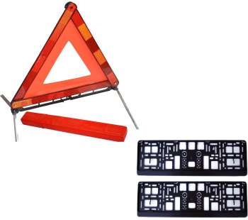 Triunghi reflectorizant omologat E-mark + set suporti numar inmatriculare Motor Starter 