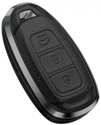 Husa aluminiu cu piele negru pentru cheie smart Hyundai Santa Fe I30 IX35 Encino Kona Solaris Azera Grandeur Elantra Accent
