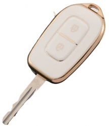 Husa alb pentru cheie 2 butoane Renault Trafic Clio 4 Symbol Sandero Dacia Duster 2016 2017 2018 Logan Lodgy Dokker 