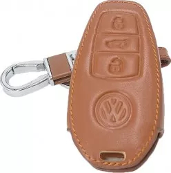 Husa crem din piele ecologica pentru cheie Volkswagen Touareg