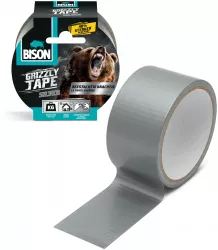 Banda adeziva intarita cu material BISON Grizzly Super Strong - gri - 10 m 