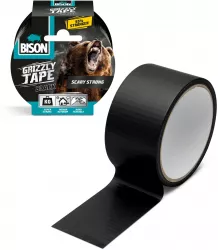 Banda adeziva intarita cu material BISON Grizzly Super Strong - Neagra - 10 m
