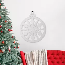 Decor de perete - Craciun - glob de brad - 39.5 x 42 cm - alb / auriu 