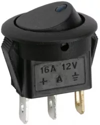 Interupator basculant 1 circuit 16A-12VDC OFF-ON cu LED albastru 