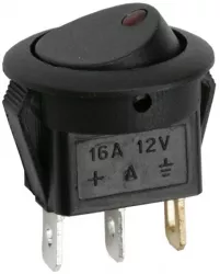 Interupator basculant 1 circuit 16A-12VDC OFF-ON cu LED rosu 