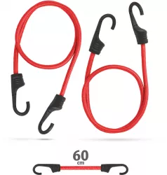 Set de cordeline de fixare profesionale - Rosu - 60 cm x 8 mm - 2 buc. / pachet 