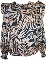 Bluza eleganta animal print cu maneca lunga pentru fete Catherine 071123-15-158 Maro 