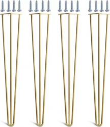 Set 4 bucati Picioare masa metal model Hairpin 71 cm 3 brate auriu 