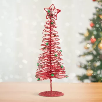 Bradut metalic - ornament de Craciun - 28 cm - rosu 