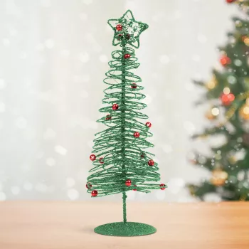 Bradut metalic - ornament de Craciun - 28 cm - verde 