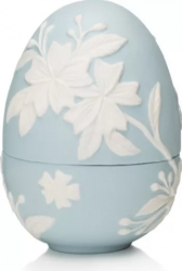 Ou portelan 11cm albastru cu flori albe 