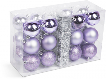 Set 26 Decoratiuni pentru Bradul de Craciun cu Globuri Ghirlanda si Margele Culoare Violet 