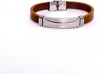 Bratara barbati din piele cu detaliu inox Akzent 
