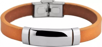 Bratara barbati din piele si inox AKZENT 