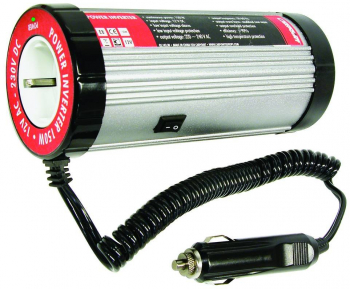 Invertor de tensiune auto Carpoint 12V-230V 150W 50-60Hz model rotund cu protectie supra-sarcina baterie descarcata supravoltaj 