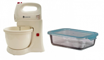Pachet Mixer Cu Vas Missy Family Hm422 WR + Caserola Termorezistenta 1.5L Alb 