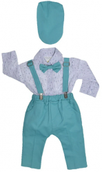 Costum elegant din 5 piese pentru baieti Micul Vip C030623-74 Verde 