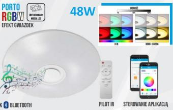 Plafoniera LED SMART 48W RGBW cu Bluetooth si Telecomanda Porto 40cm 48W