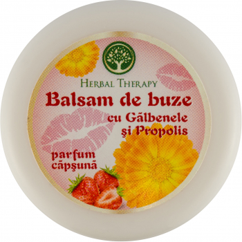 BALSAM DE BUZE CU GALBENELE SI PROPOLIS SI PARFUM DE CAPSUNA 20 ML 