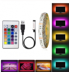 Banda LED USB pentru Iluminare Ambientala in Spatele Televizorului Backlight TV RGB - 5 metri lungime 