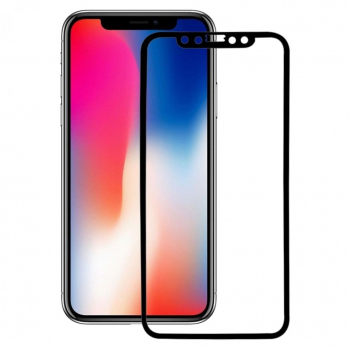 Folie de sticla pentru Apple iPhone X margini colorate Negru 