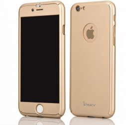 Husa Apple iPhone 6 Plus/6S Plus FullBody Elegance Luxury iPaky Gold acoperire completa 360 grade cu folie de sticla gratis 