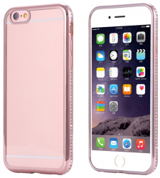 Husa Apple iPhone 6/6S electroplacata cu diamante Rose-Gold 