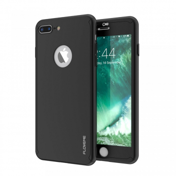 Husa Apple iPhone 7 Plus FullBody Elegance Luxury Black acoperire completa 360 grade cu folie de sticla gratis 