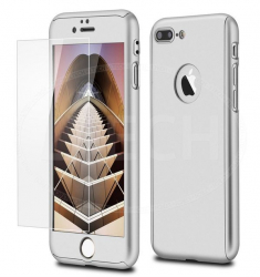 Husa Apple iPhone 8 Plus FullBody Elegance Luxury Argintiu acoperire completa 360 grade cu folie de sticla gratis 
