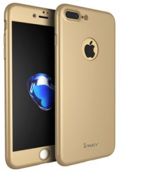 Husa Apple iPhone 8 Plus FullBody Elegance Luxury iPaky Auriu acoperire completa 360 grade cu folie de sticla gratis 