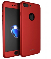 Husa Apple iPhone 8 Plus FullBody Elegance Luxury iPaky Rosu acoperire completa 360 grade cu folie de sticla gratis 