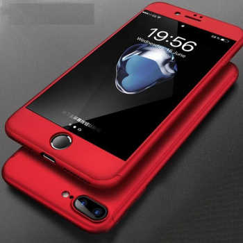 Husa Apple iPhone 8 Plus FullBody Elegance Luxury Rosu acoperire completa 360 grade cu folie de sticla gratis 