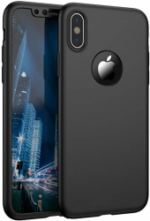 Husa Apple iPhone X FullBody Elegance Luxury Negru acoperire completa 360 grade cu folie de sticla gratis 