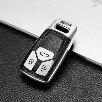 Husa Cheie Auto pentru Audi - Keyless Go Tpu Argintiu/negru 