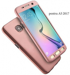 Husa Samsung Galaxy A5 2017 FullBody Elegance Luxury Rose-Gold acoperire completa 360 grade cu folie de sticla gratis 