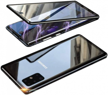 Husa Samsung Galaxy S20 Plus Magnetica 360 Negru Perfect Fit cu spate de sticla securizata premium + folie de sticla pentru ecran 
