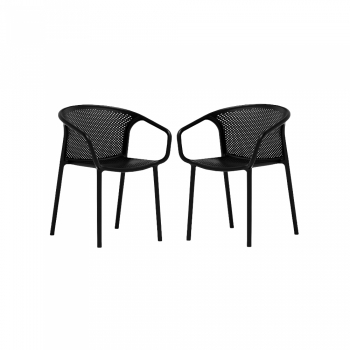 Set 2 scaune dining cu spatar rotunjit Chicago cu aditiv de protectie anti UV 57x57x77cm negru 