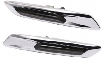 Set 2 Semnalizari Cromate Aripa LED Dinamice secventiale cu sticla fumurie pentru BMW F10 F11 F07 fara facelift 